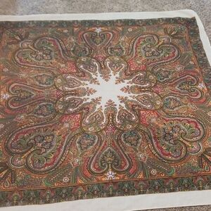 Vintage Scarf 1960’s Japan 48”*48" Green Gold Red Paisley